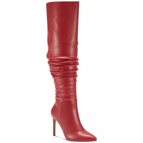 Inc Women's Iyonna Over the Knee Faux Leather Slouch Boots Red Size 5M - Picture 1 of 6